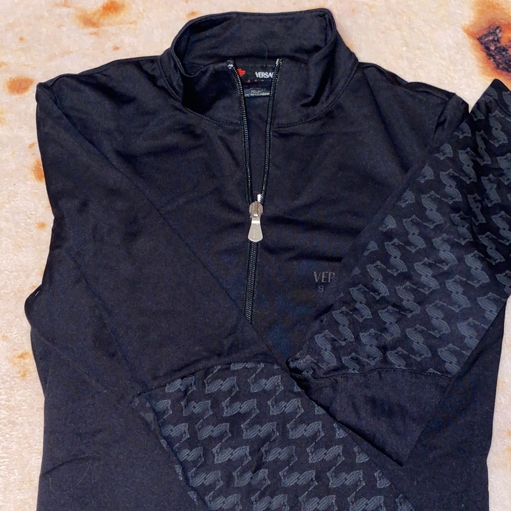 Versace Black Jacket With Patterned Sleeves - image 2